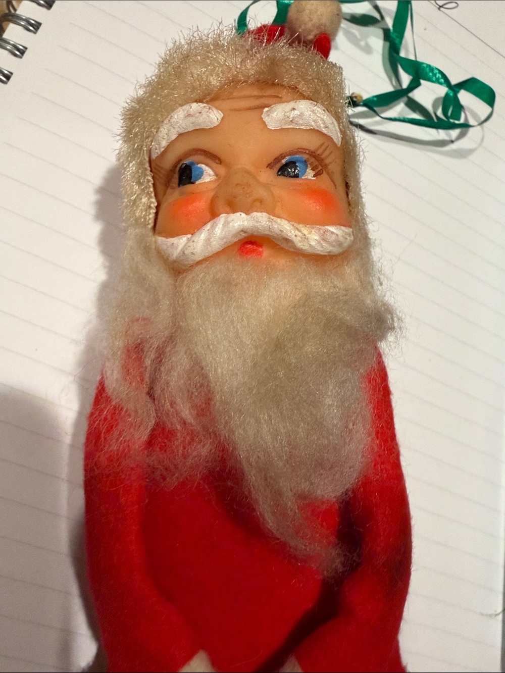 Vintage Rare Rubber Face Santa Knee Hugger Ornament Shelf Sitter
